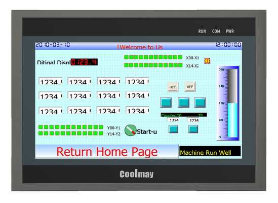 QM3G-100FH-24MR-485P 10 polegadas HMI PLC All In One 30DI 30DO Modbus RTU Protocolo Controlador lógico programável