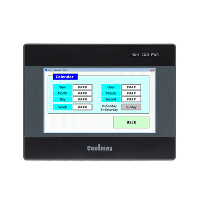 Coolmay HMI PLC 4.3'' Tudo em Um Integrado Tela sensível ao toque de 65536 cores verdadeiras Porta RS232/RS485 485P Compatível FX3G/FX3U/FX3S com temperatura digital Para sistema de água EX3G-8043H-24MR